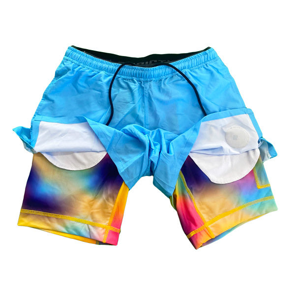 Flow Society Mens Gradient Sky 2-1 7" Compression Short Sky/Gradient Liner