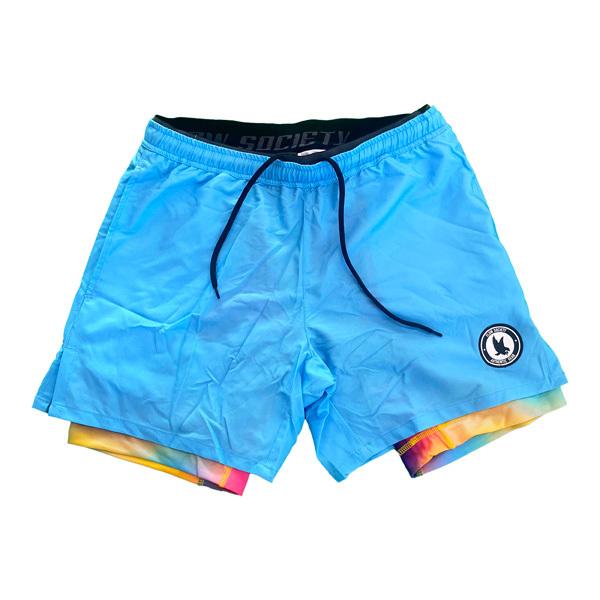 flow society Mens Gradient Sky 2-1 7" Compression Short Sky/Gradient Liner