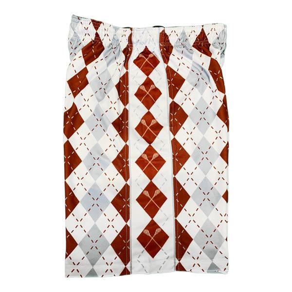 Flow Society Mens Maroon & Grey Argyle Short Maroon & Grey