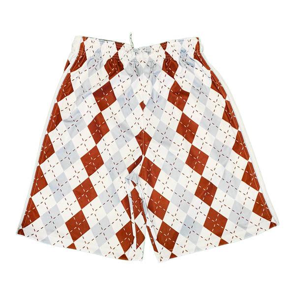 Flow Society Mens Maroon & Grey Argyle Short Maroon & Grey