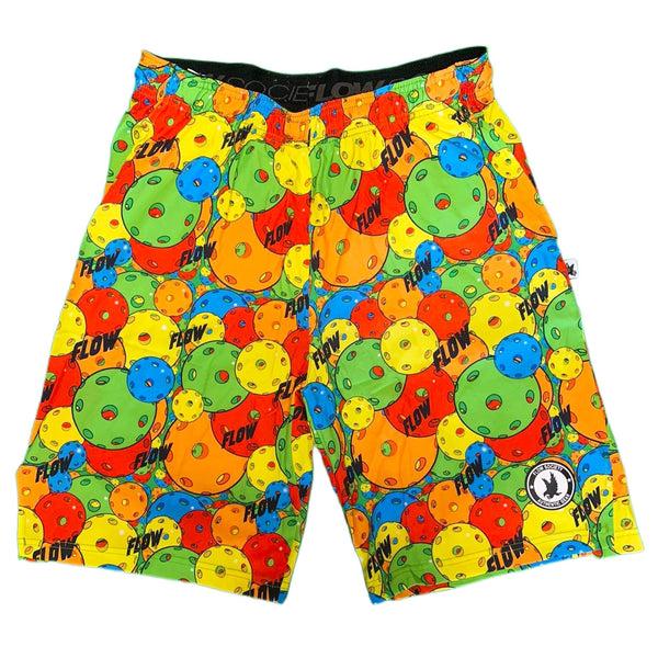 Flow Society Mens Motley Pickleball 7" Short Yellow/Red/Green