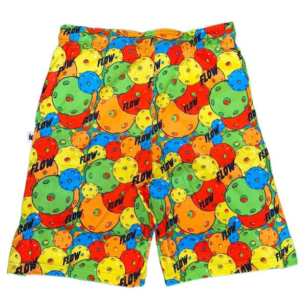 Flow Society Mens Motley Pickleball Short 9" Yellow/Red/Green