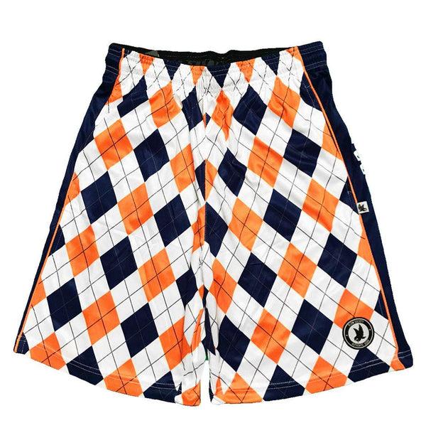 Flow Society Mens Navy & Orange Argyle Attack Short Navy/Orange