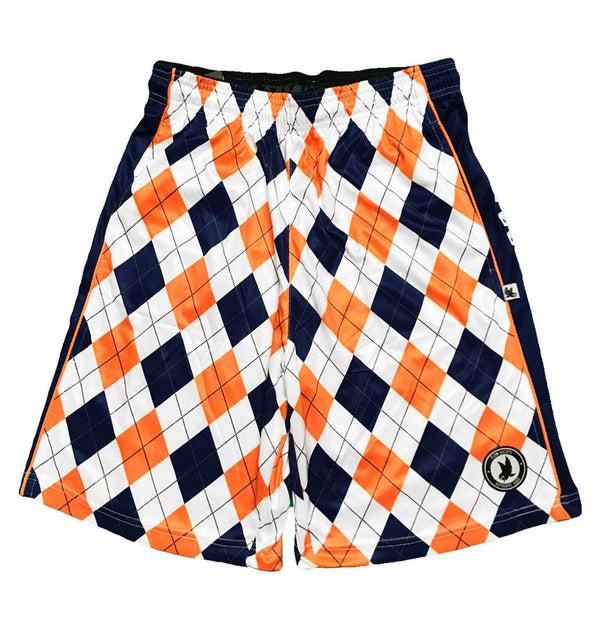 flow society Mens Navy & Orange Argyle Attack Short Navy/Orange