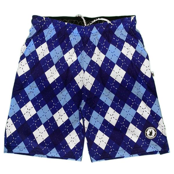 flow society Mens Oceanside Argyle 7" Tennis Short Blue/White