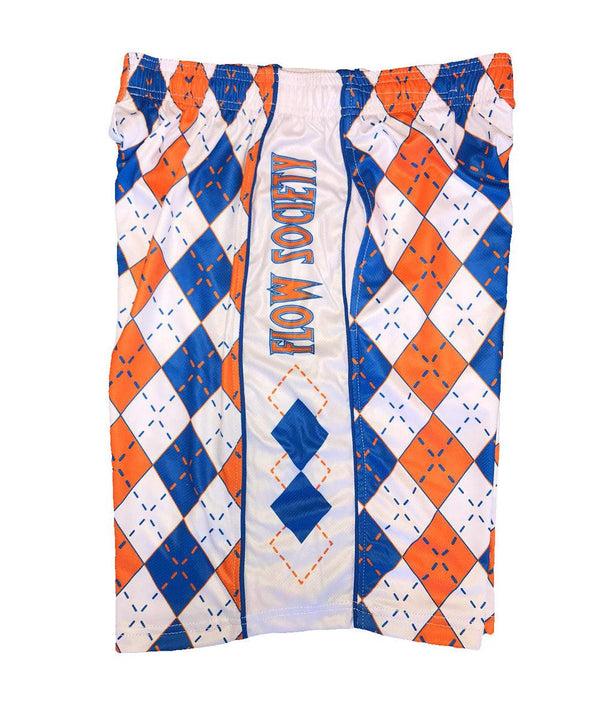 Flow Society Mens Orange & Blue Argyle Shorts Orange & Blue