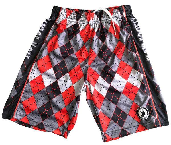 Flow Society Mens Red & Grey Argyle Attack Short Red/Grey
