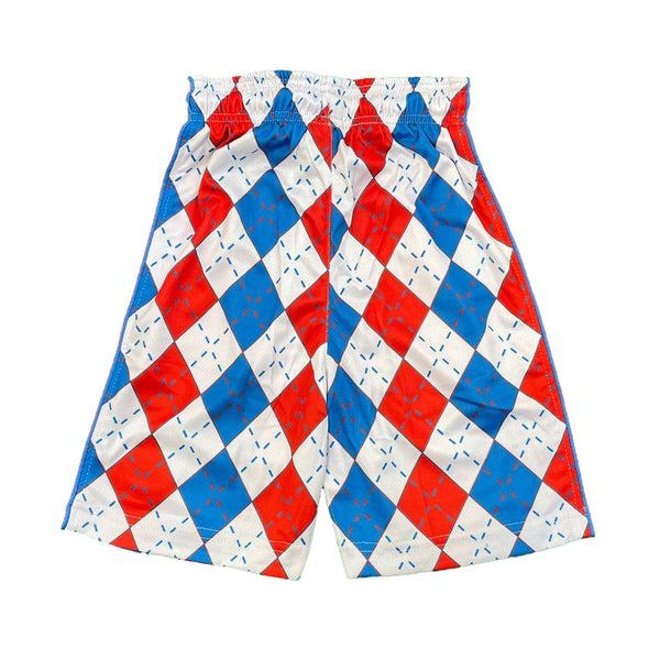 Flow Society Mens Red White & Blue Argyle Attack Short Red/White/Blue