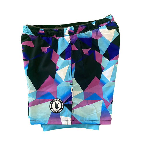 Flow Society Mens Sky Pastel Diamond Geo 2-1 Compression 7" Short Pastel/Sky