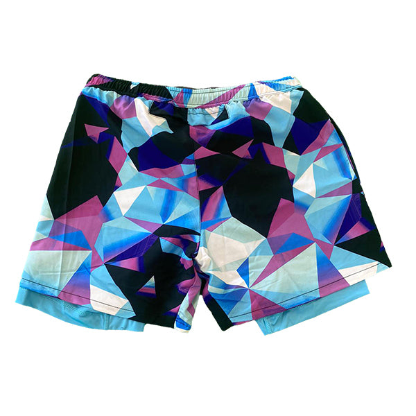 Flow Society Mens Sky Pastel Diamond Geo 2-1 Compression 7" Short Pastel/Sky