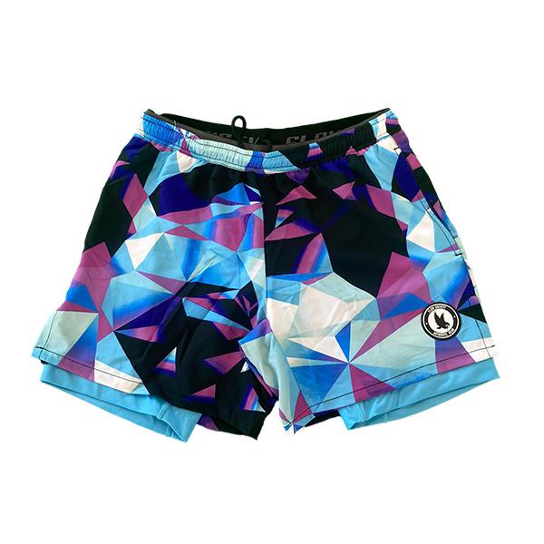 Flow Society Mens Sky Pastel Diamond Geo 2-1 Compression 7" Short Pastel/Sky