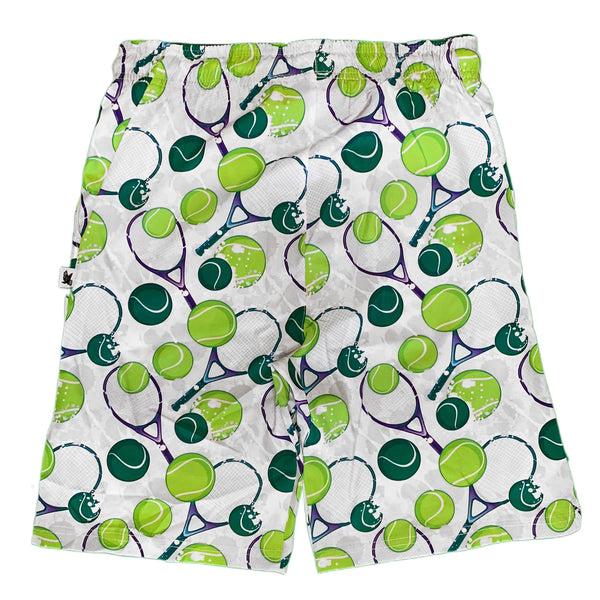 Flow Society Mens Tennis Flow Print Short 7" White White/Yellow/Green