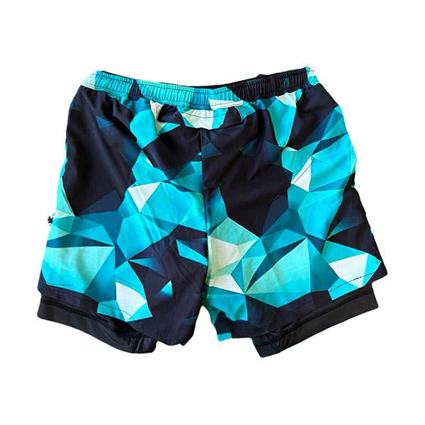 Flow Society Mens Turquoise Diamond Geo 2-1 Compression 7" Short Turquoise