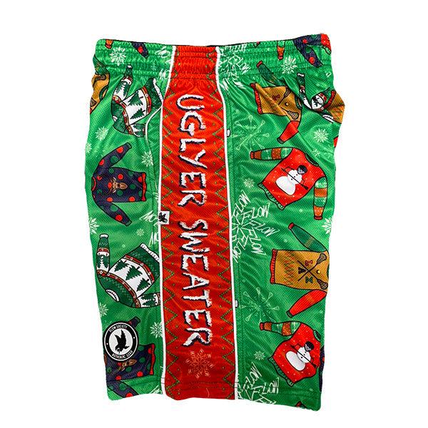 Flow Society Mens Uglyer Sweater Lax Attack Short Green