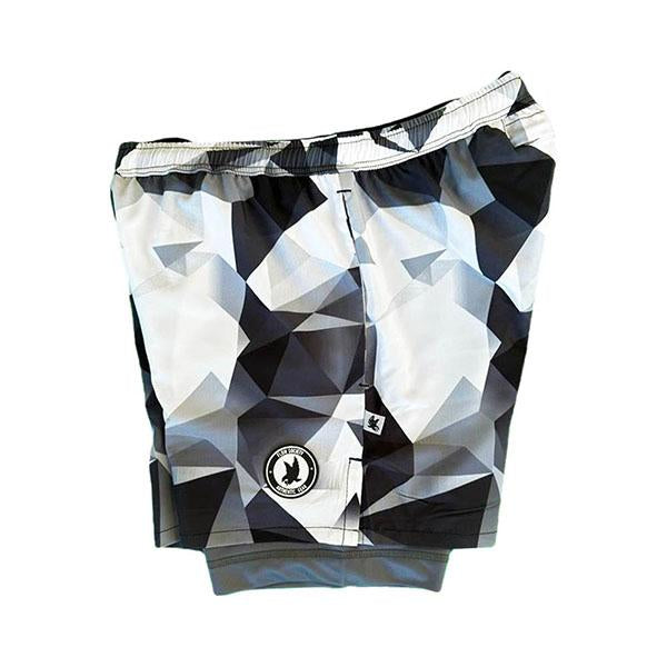 Flow Society Mens White Diamond Geo 2-1 Compression 7" Short White