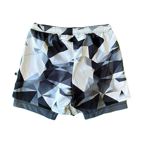 Flow Society Mens White Diamond Geo 2-1 Compression 7" Short White