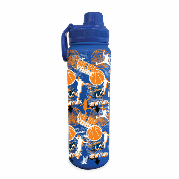 flow society NY Hoops 24oz Stainless Steel Water Bottle Blue