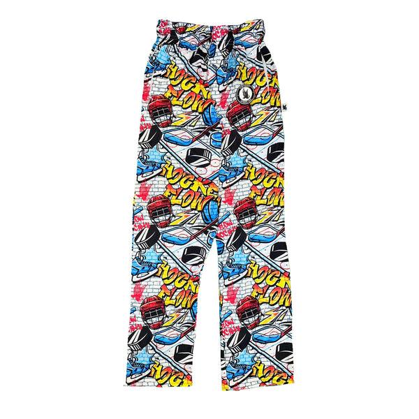 flow society Youth & Adult Brick Graffiti Hockey Lounge Pant White