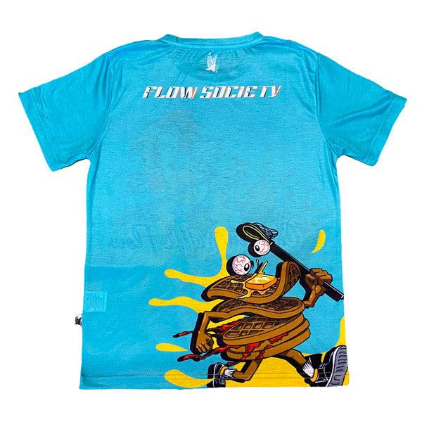 Flow Society Youth & Adult Chicken Waffle Tee Shirt Turquoise