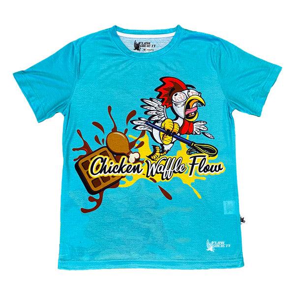 flow society Youth & Adult Chicken Waffle Tee Shirt Turquoise