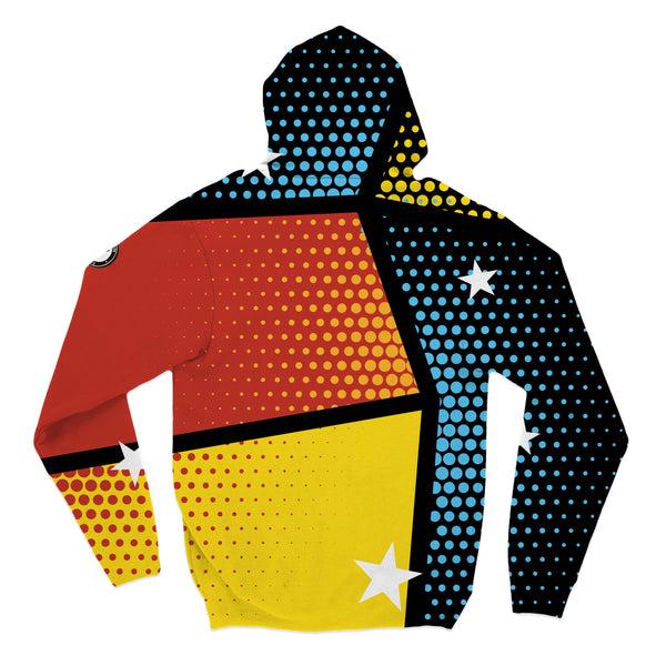 Flow Society Youth & Adult Comic Baseball Hoodie Red/Yellow/Black