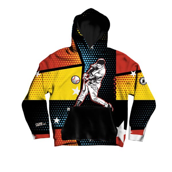 flow society Youth & Adult Comic Baseball Hoodie Red/Yellow/Black
