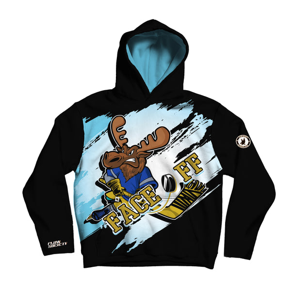 flow society Youth & Adult Face Off Moose Hoodie Black