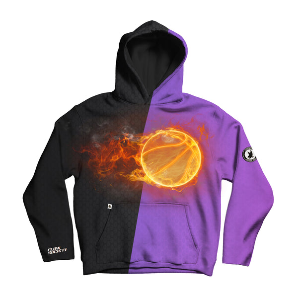 flow society Youth & Adult Fire Ball Basketball Hoodie Black/Purple