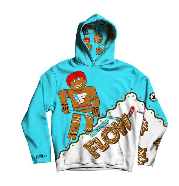 flow society Youth & Adult Gingerbread Hockey Hoodie Turquoise