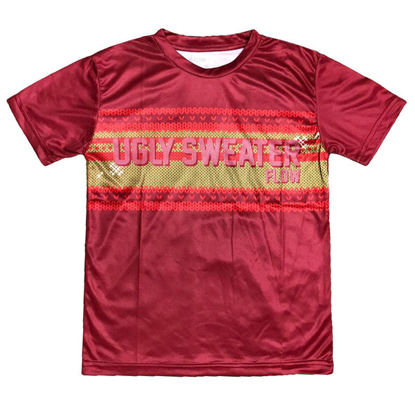 flow society Youth & Adult Ugly Sweater Tee Shirt Red