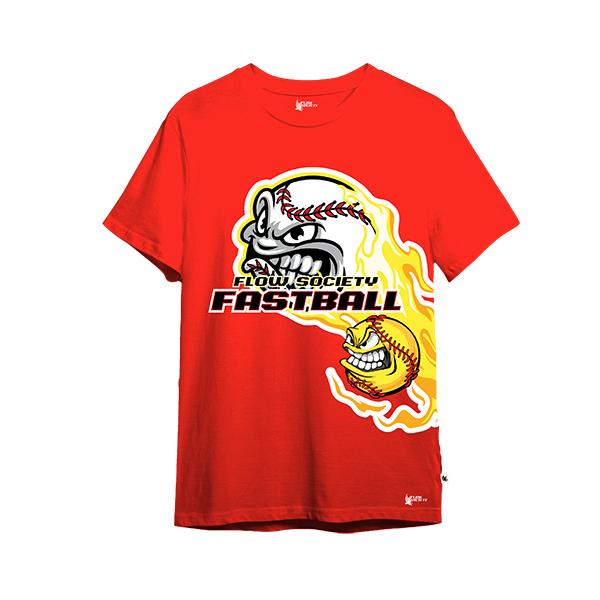 flow society Youth Angry Fastball Baseball Tee Shirt Red
