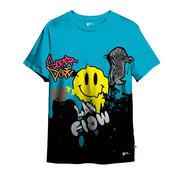 flow society Youth Graffiti LaCrosse Tee Shirt Turquoise/Black