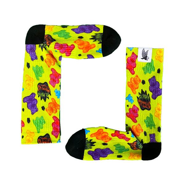 Flow Society Youth Grizzly Gummy Flow Crew Sock Neon Yellow