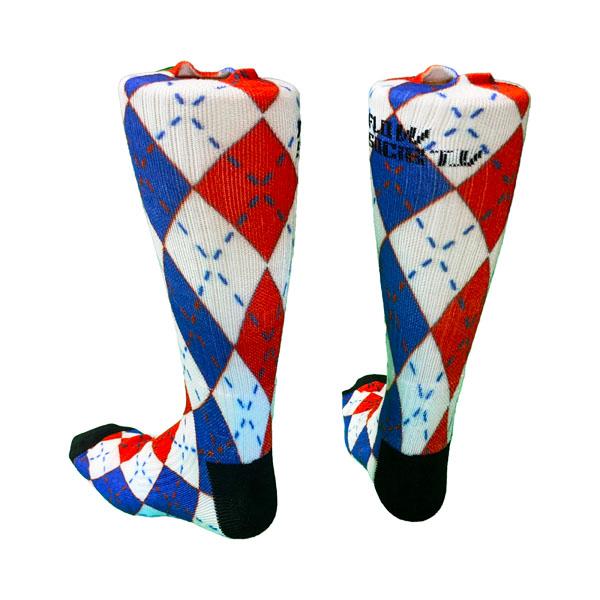 Flow Society Youth Red White & Blue Argyle Crew Sock Red White & Blue