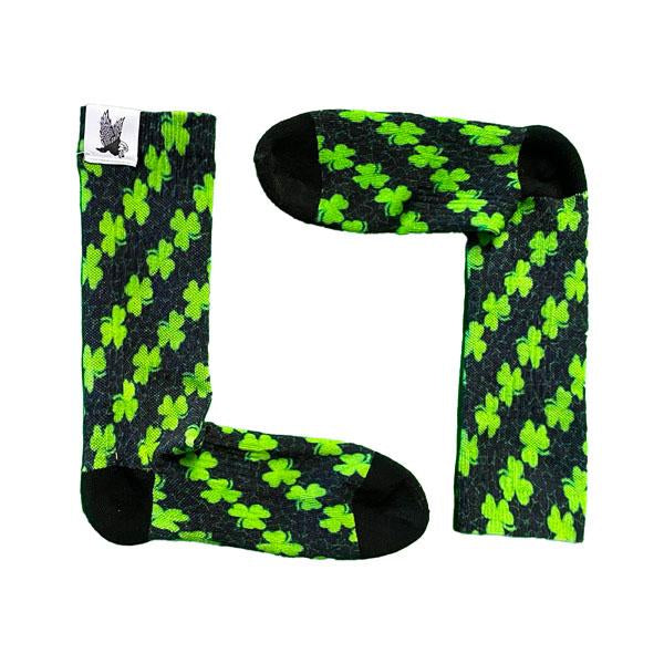 flow society Youth Shamrock Flow Crew Sock Neon Green/Black