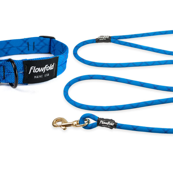 Flowfold Coastal Dog Kit: 6ft Recycled Climbing Rope Dog Leash + Collar