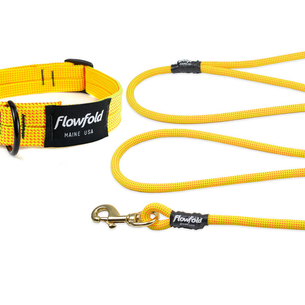 Flowfold Coastal Dog Kit: 6ft Recycled Climbing Rope Dog Leash + Collar