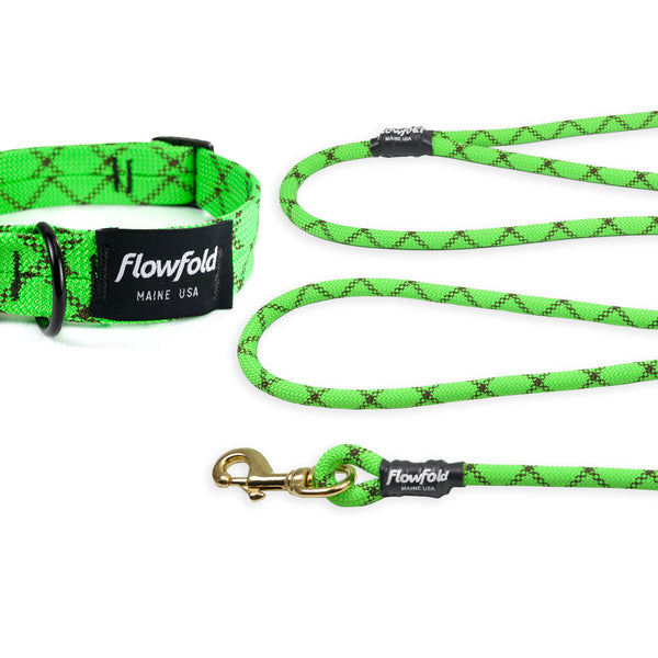 flowfold Coastal Dog Kit: 6ft Recycled Climbing Rope Dog Leash + Collar