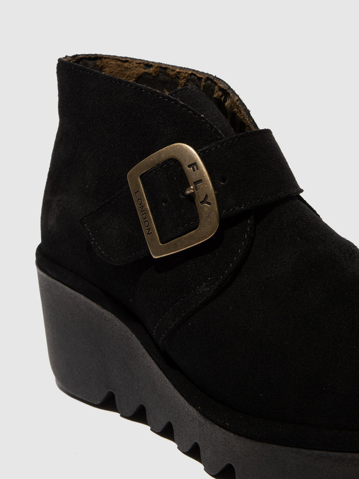 Flowfold Buckle Ankle Boots BIRT397FLY OIL SUEDE BLACK