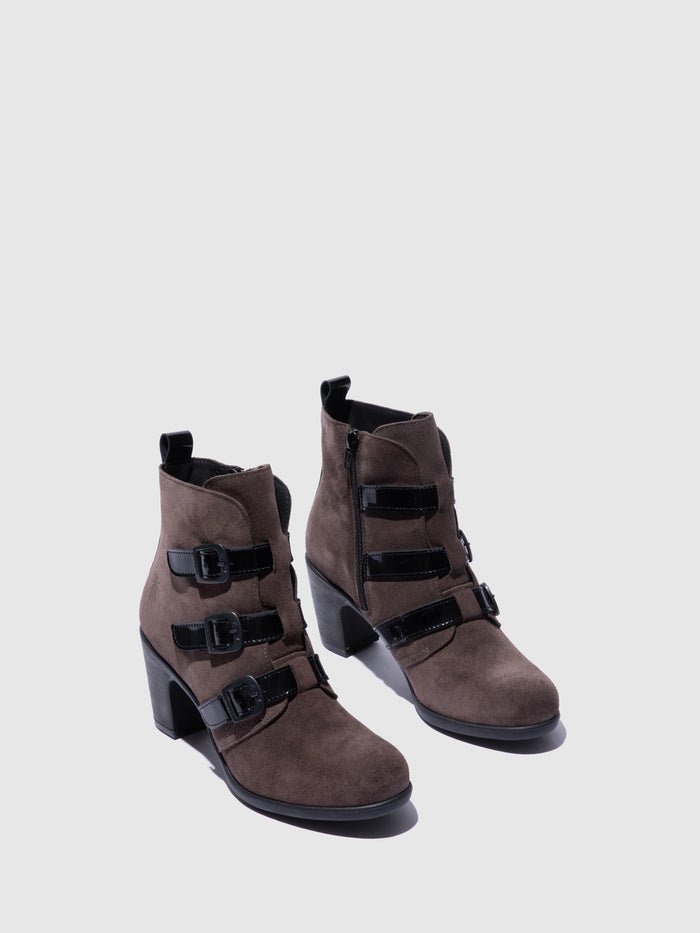 Flowfold Buckle Ankle Boots KLEA012FLY ANTHRACITE/BLACK