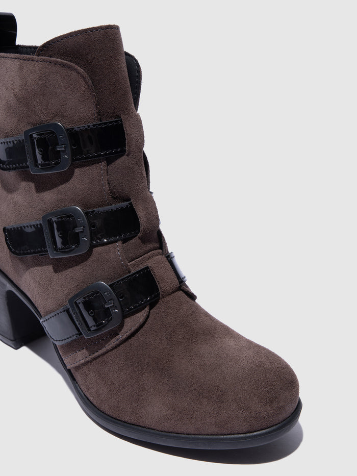 Flowfold Buckle Ankle Boots KLEA012FLY ANTHRACITE/BLACK