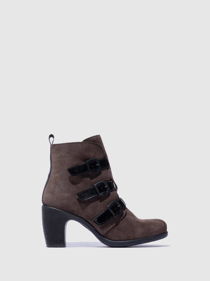 flowfold Buckle Ankle Boots KLEA012FLY ANTHRACITE/BLACK