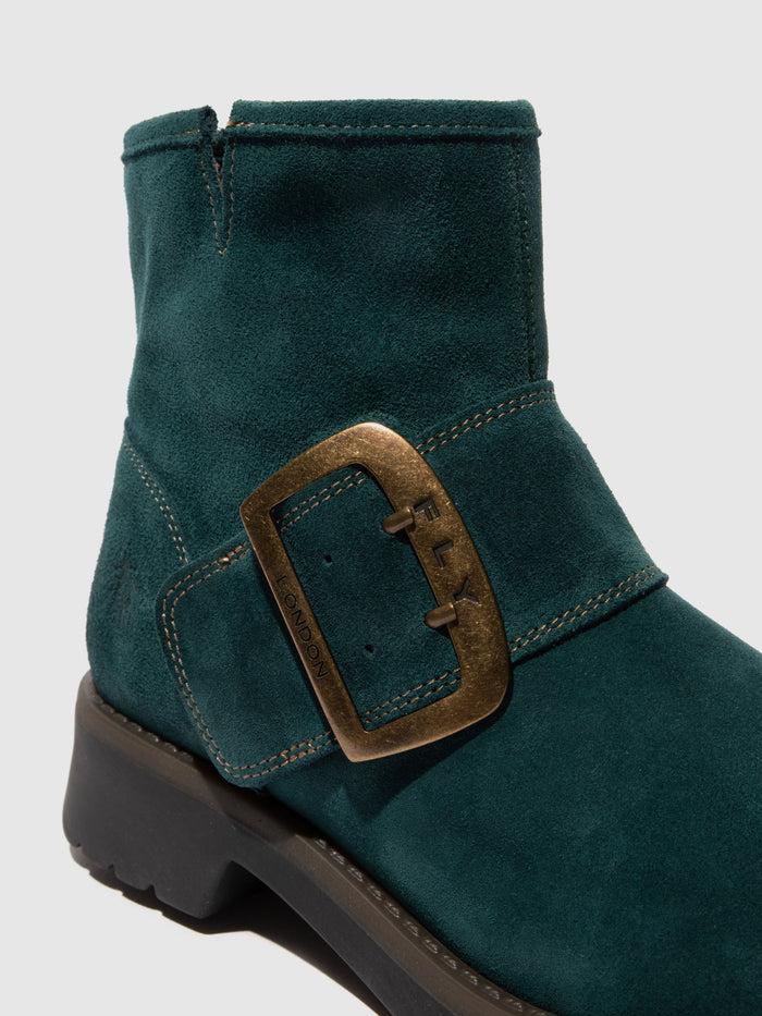 Flowfold Buckle Ankle Boots RILY991FLY OIL SUEDE PETROL