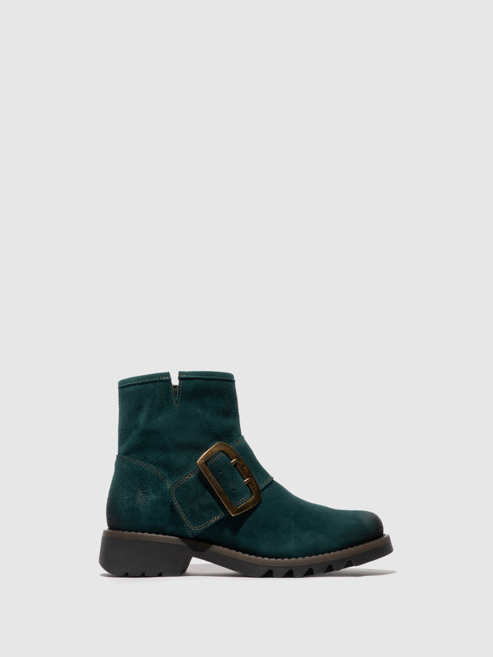 flowfold Buckle Ankle Boots RILY991FLY OIL SUEDE PETROL