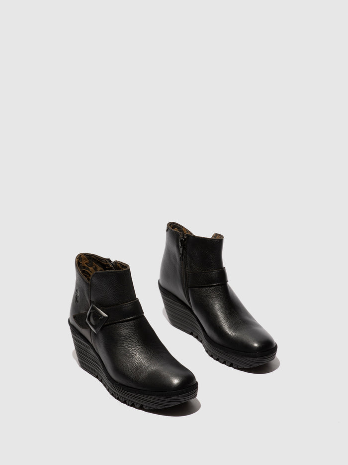 Flowfold Buckle Ankle Boots YORT597FLY DUBLIN BLACK