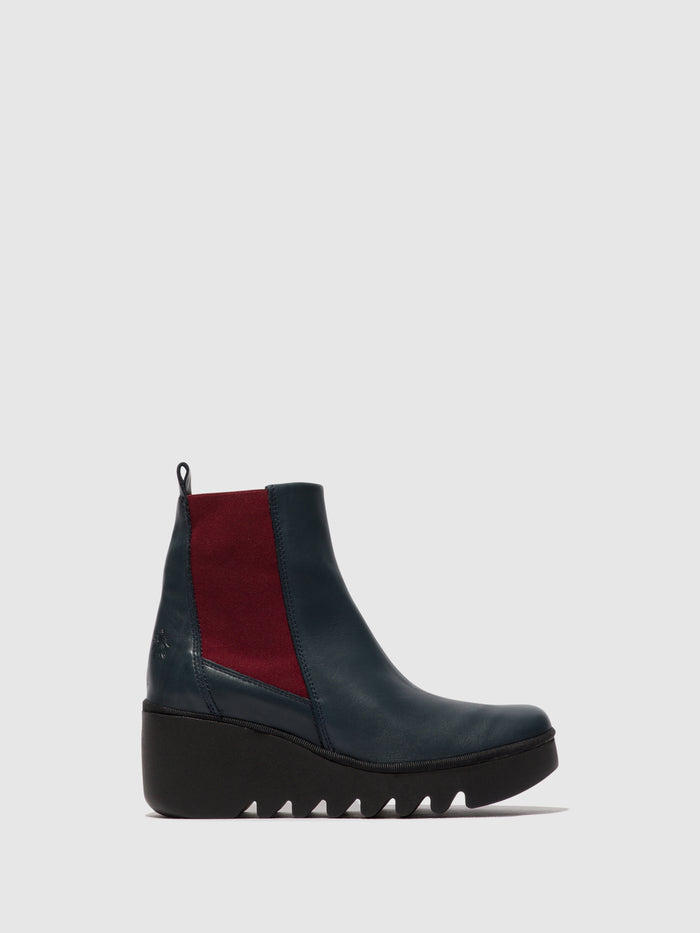 flowfold Chelsea Ankle Boots BAGU233FLY NAVY (WINE ELASTIC)