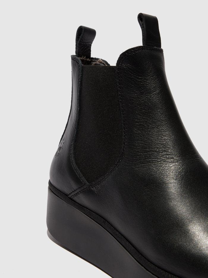 Flowfold Chelsea Ankle Boots JERY536FLY BLACK (BLACK ELASTIC)