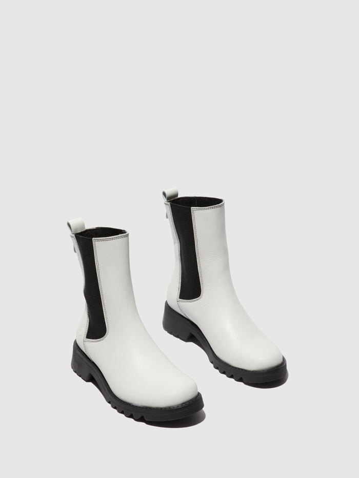 Flowfold Chelsea Ankle Boots REIN795FLY RUG OFFWHITE (BLACK)