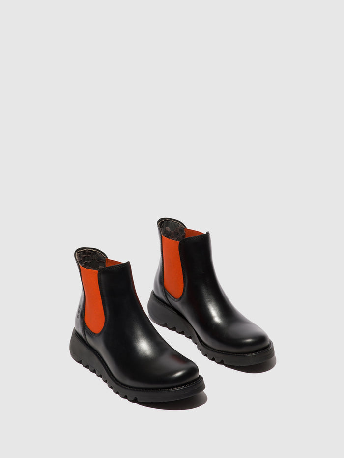 Flowfold Chelsea Ankle Boots SALV BLACK (ORANGE ELASTIC)