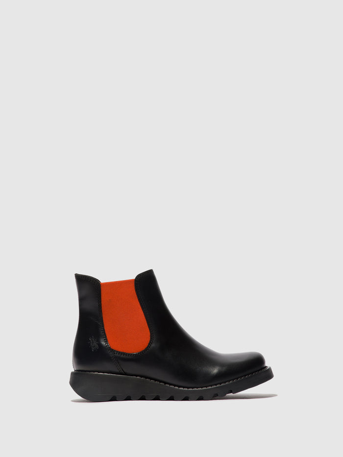 flowfold Chelsea Ankle Boots SALV BLACK (ORANGE ELASTIC)